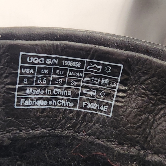 UGG Western Wool Lined Ankle,Charlotte Black Leather Zip Comfort Boots Womens 8 - Picture 5 of 10